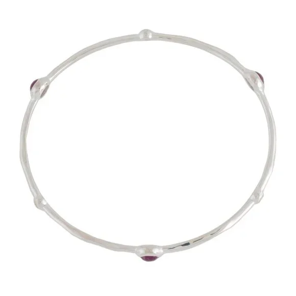 IPPOLITA RAIR RUBY& DIAMOND STERLING SILVER 925 LOLLIPOP STATION BANGLE BRACELET